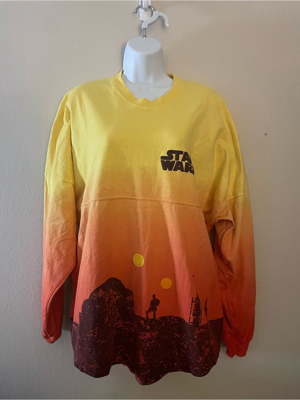 Star Wars Yellow Orange Red Ombre Tatooine Graphic Long Sleeve Shirt